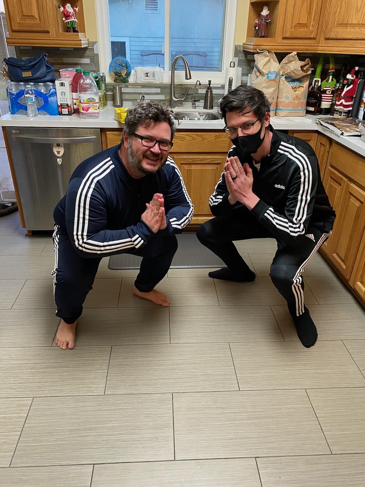 My brother and law and I each got eachother Adidas tracksuits for Christmas.