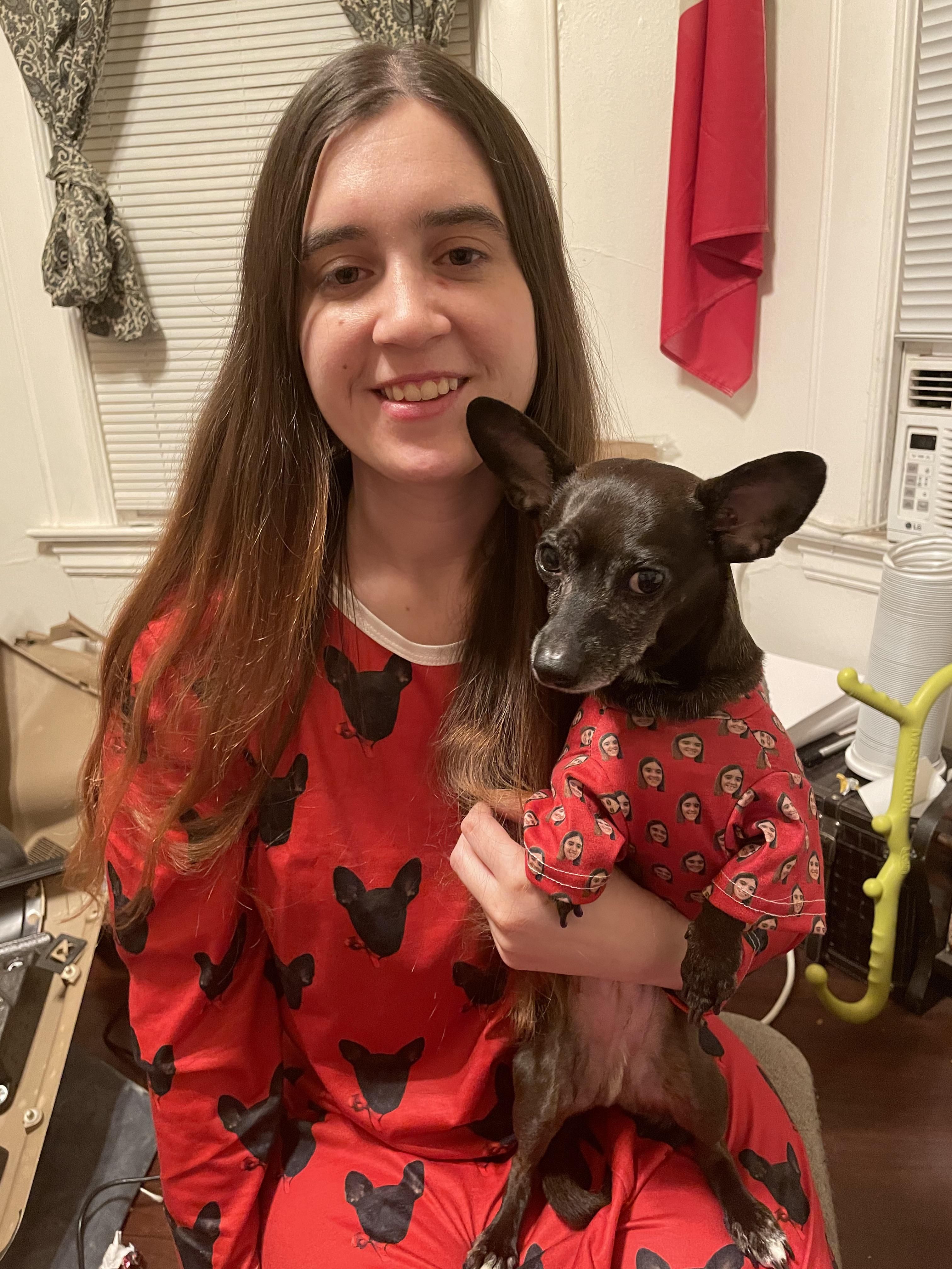 For Christmas, my mom got my dog and I matching pajamas.