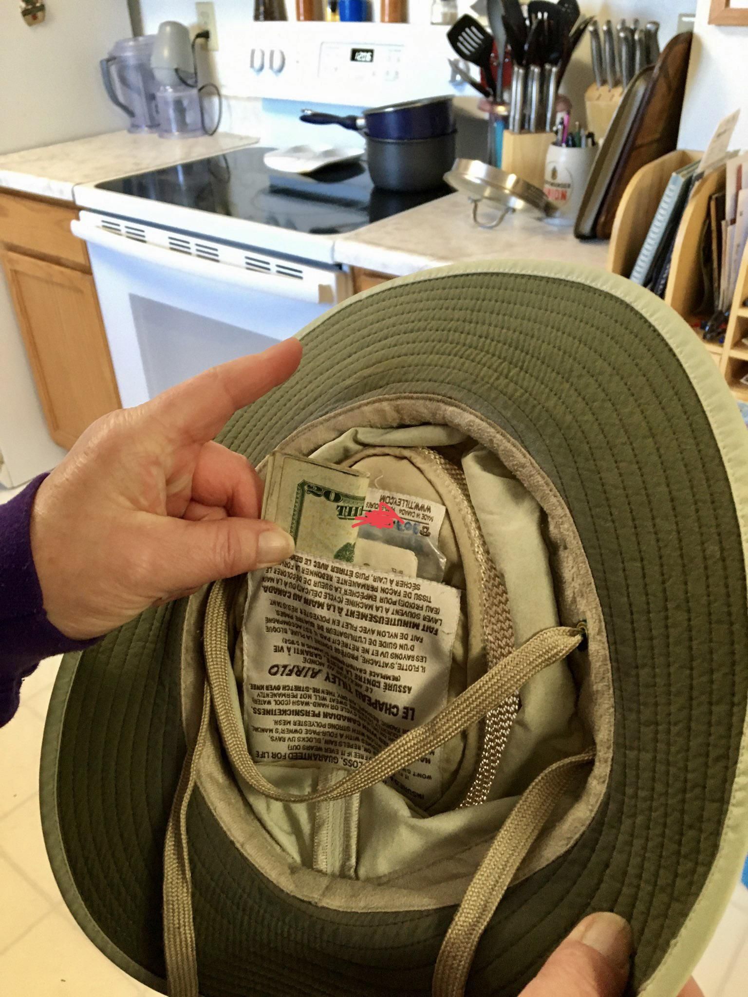 Only inheritance from dad: 100 bucks stashed in a stolen fishing hat.