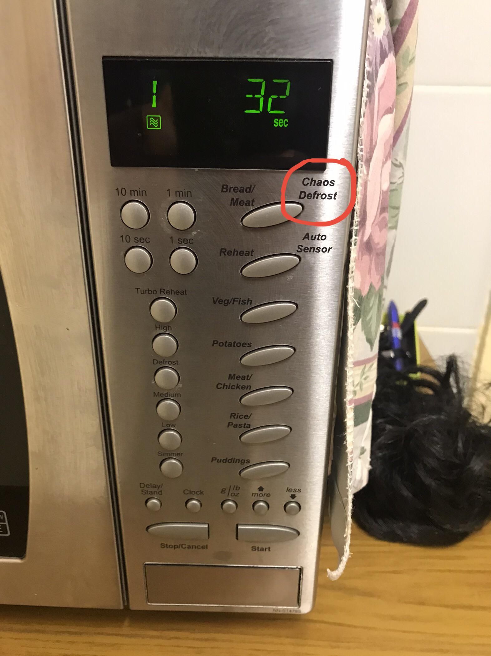 My in law’s microwave has a setting I’m not brave enough to try in 2020