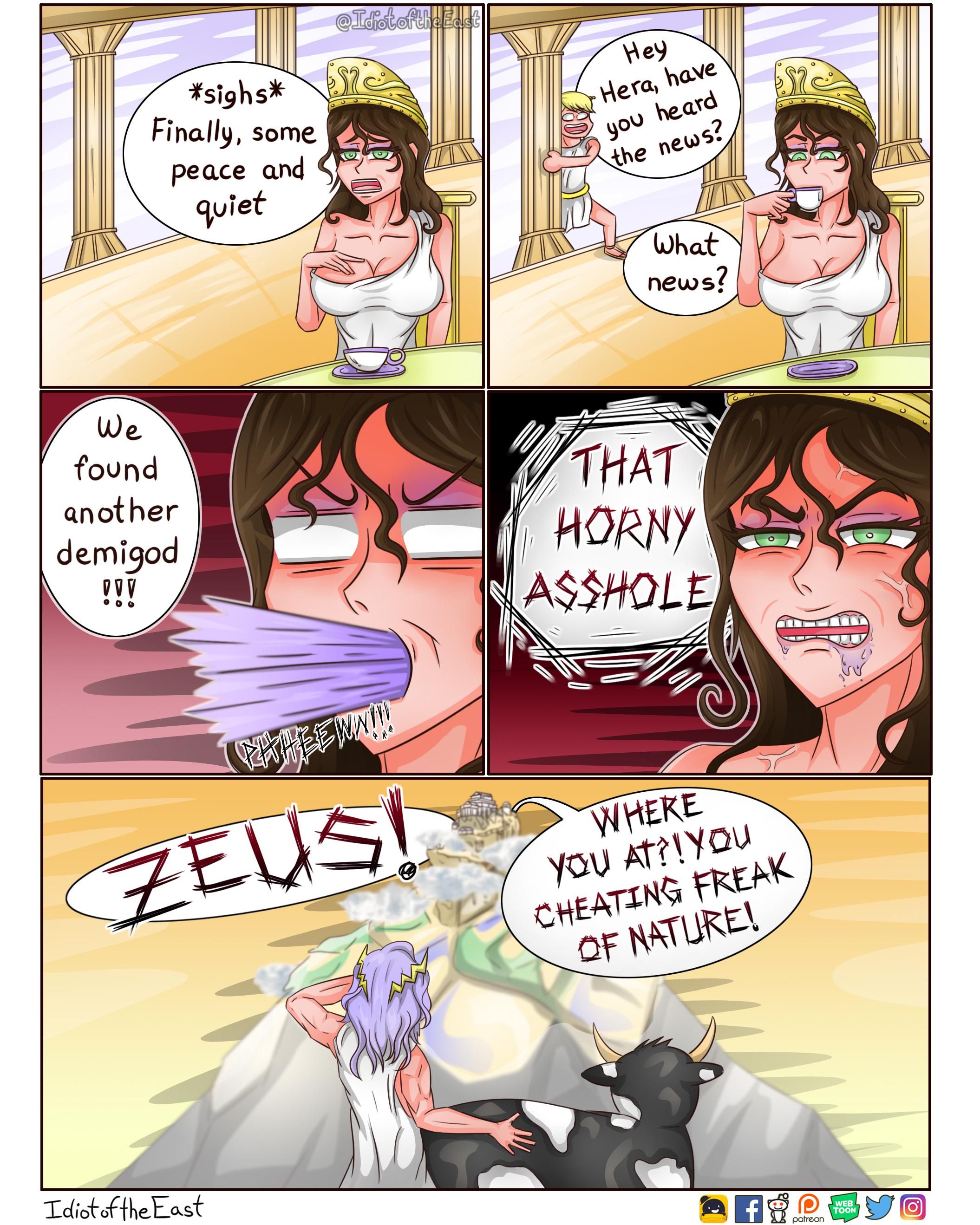 Greek Mythology in a nutshell... yes, Zeus was a freak of nature and he deserve to be *bonked*