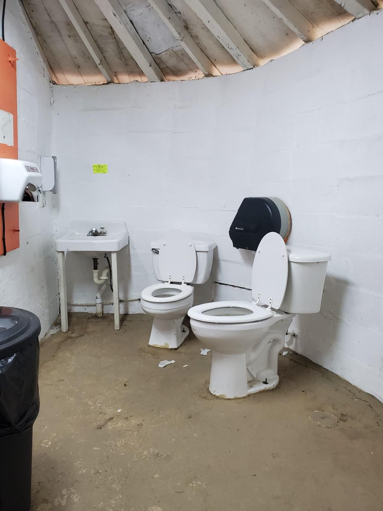 Restrooms at the Blue Whale on Route 66. A magical place where strangers become close friends.