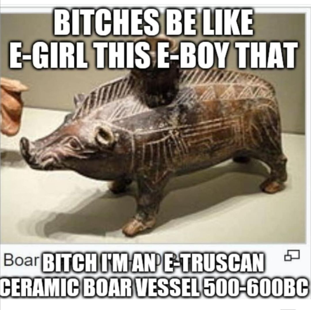 tryna hit on a cute E-truscan ceramic boar