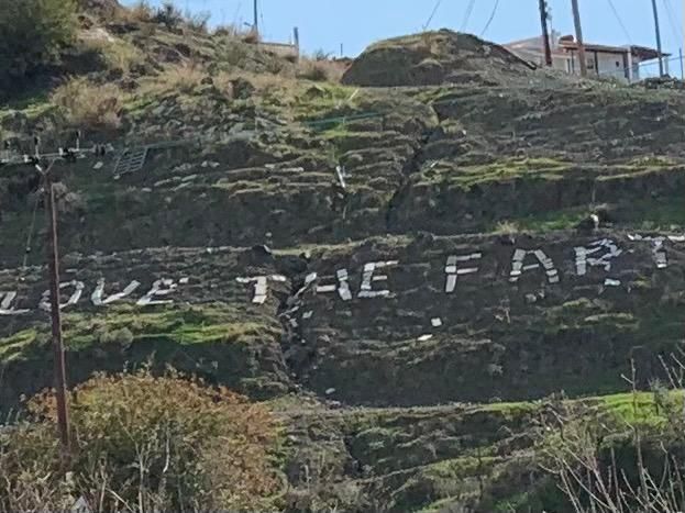 So my parents' neighbour had written "LOVE THE EARTH" on his land in rocks. There was a very fortunate storm last night...