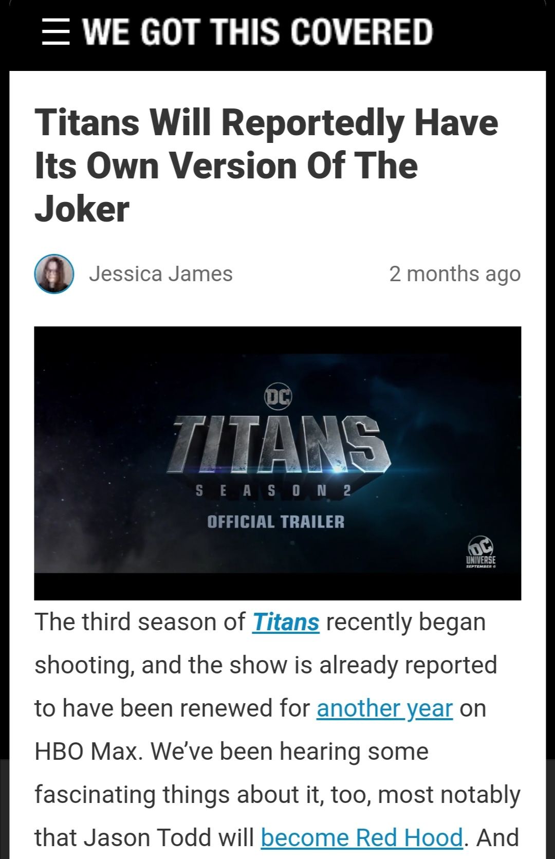 Nice, we will get our first black Joker after Starfire