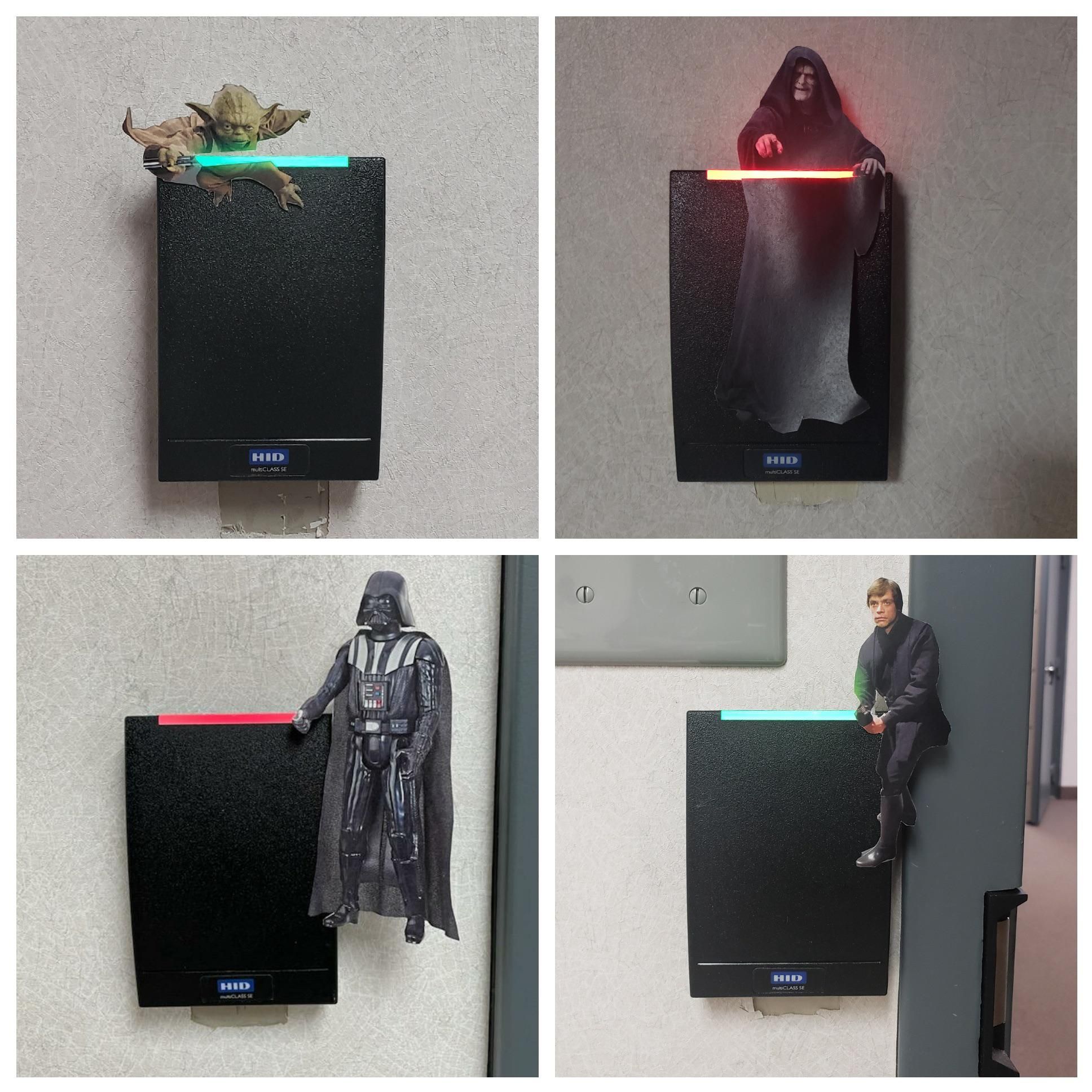 UPDATED: Got new swipe access readers at work. New additions with the proper lightsaber colors.
