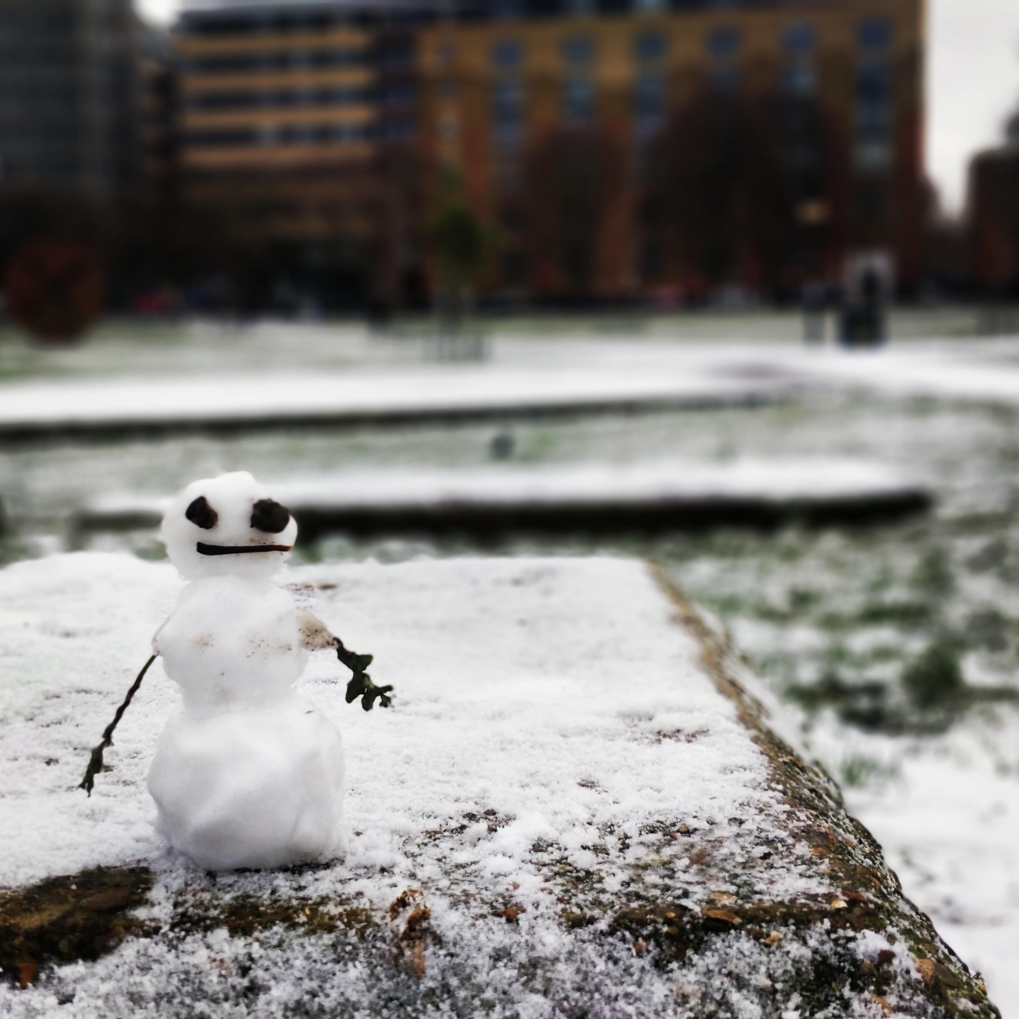 Where I'm from it doesn't snow, so this is my first snowman now I'm in Europe. It's not very good but I hope it brightens your day!