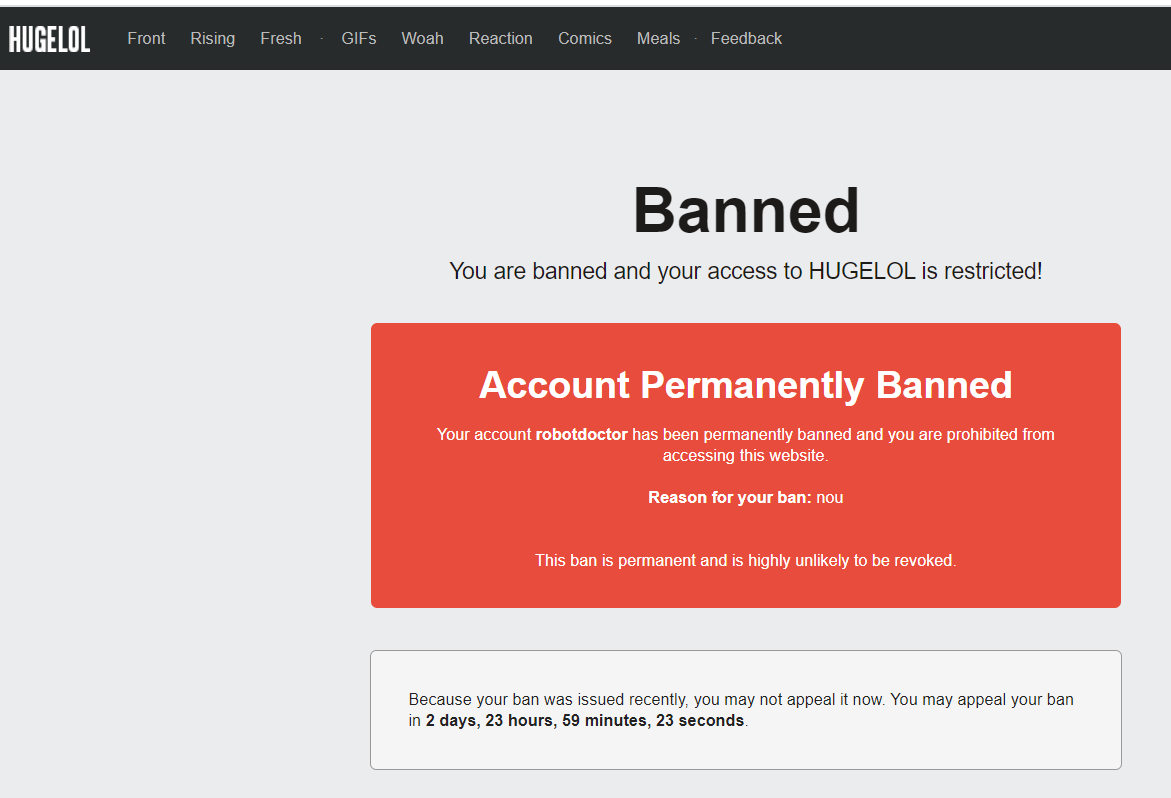 Member for 7 years, banned for criticizing the mods one time!