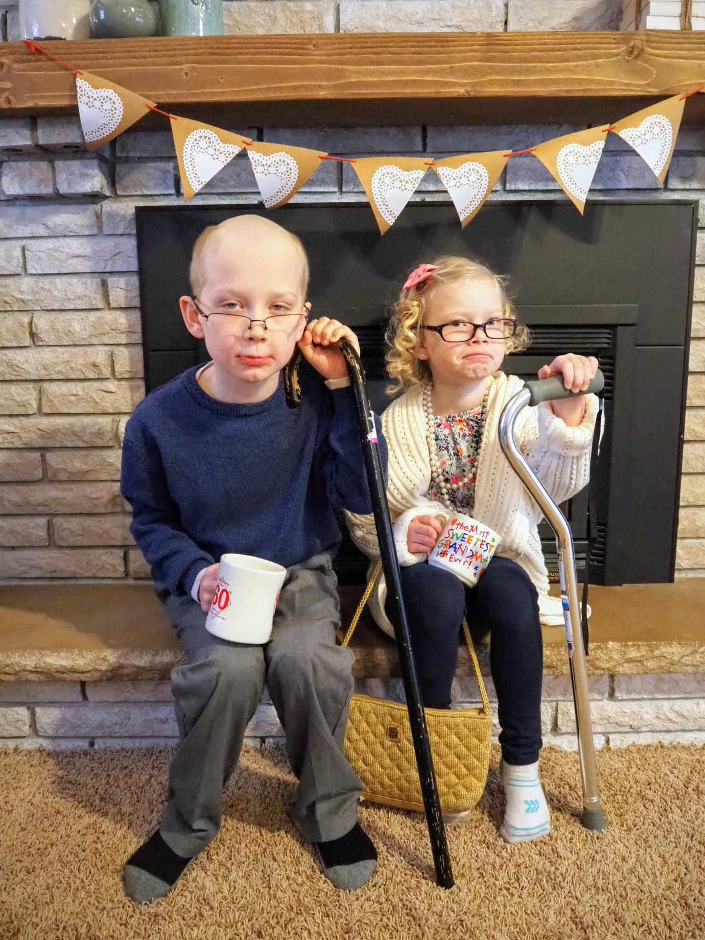 My kids went all-out for Senior Citizens day at school.