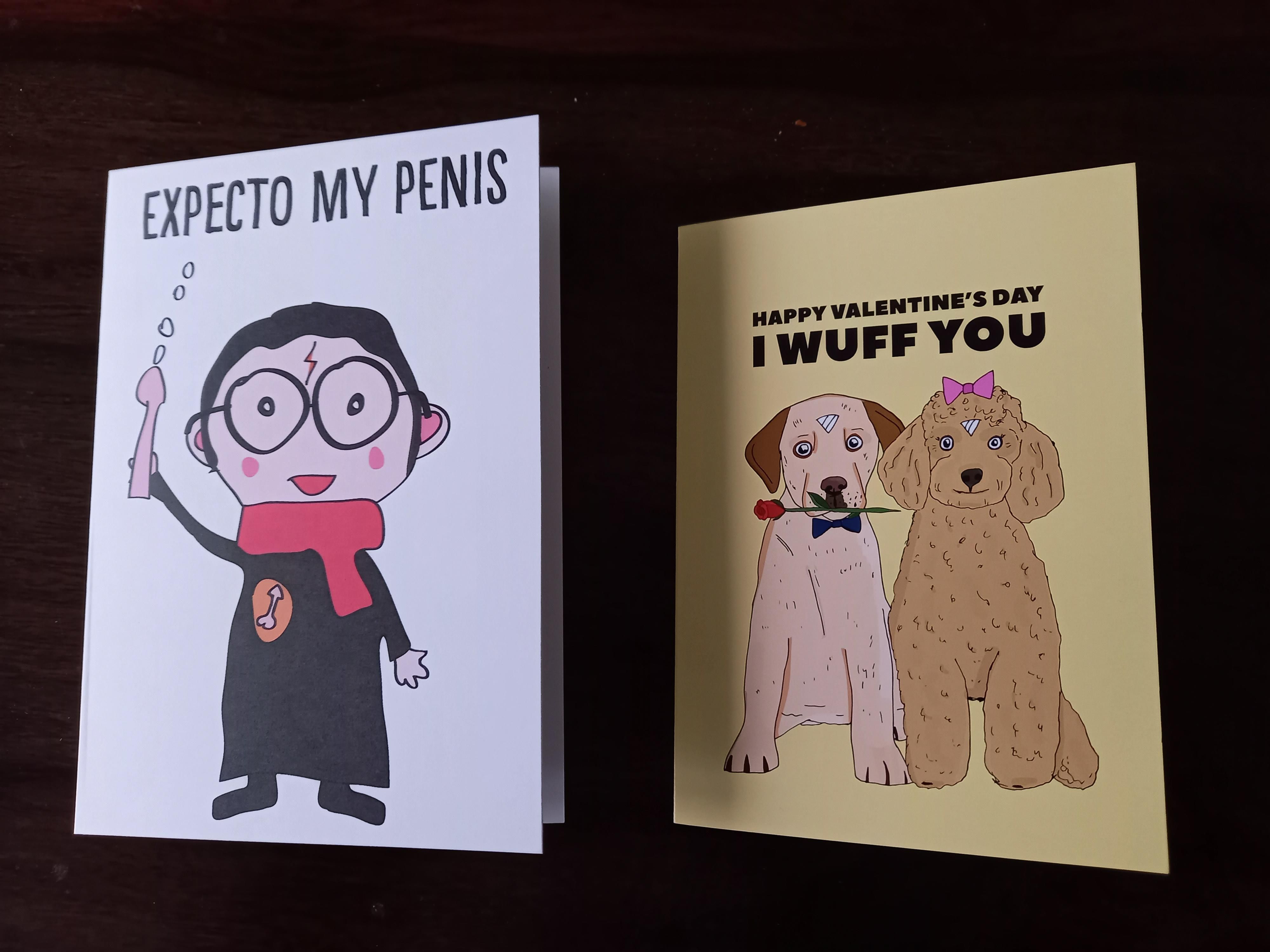 My husband's Valentine's day card, versus mine