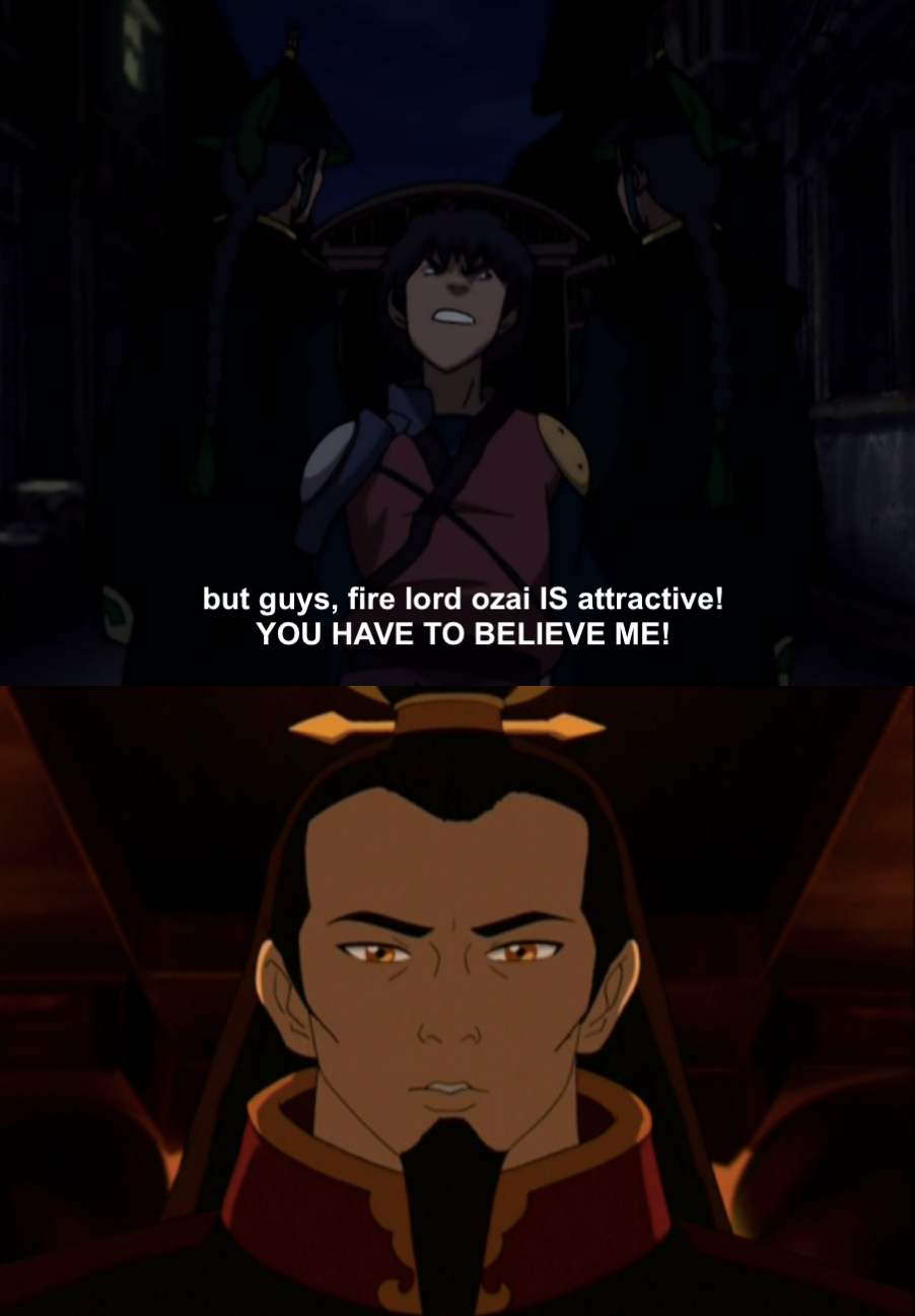 Looks at the discontinuity of faces in ATLA* "Sure Jet, now off to the re-education cave."