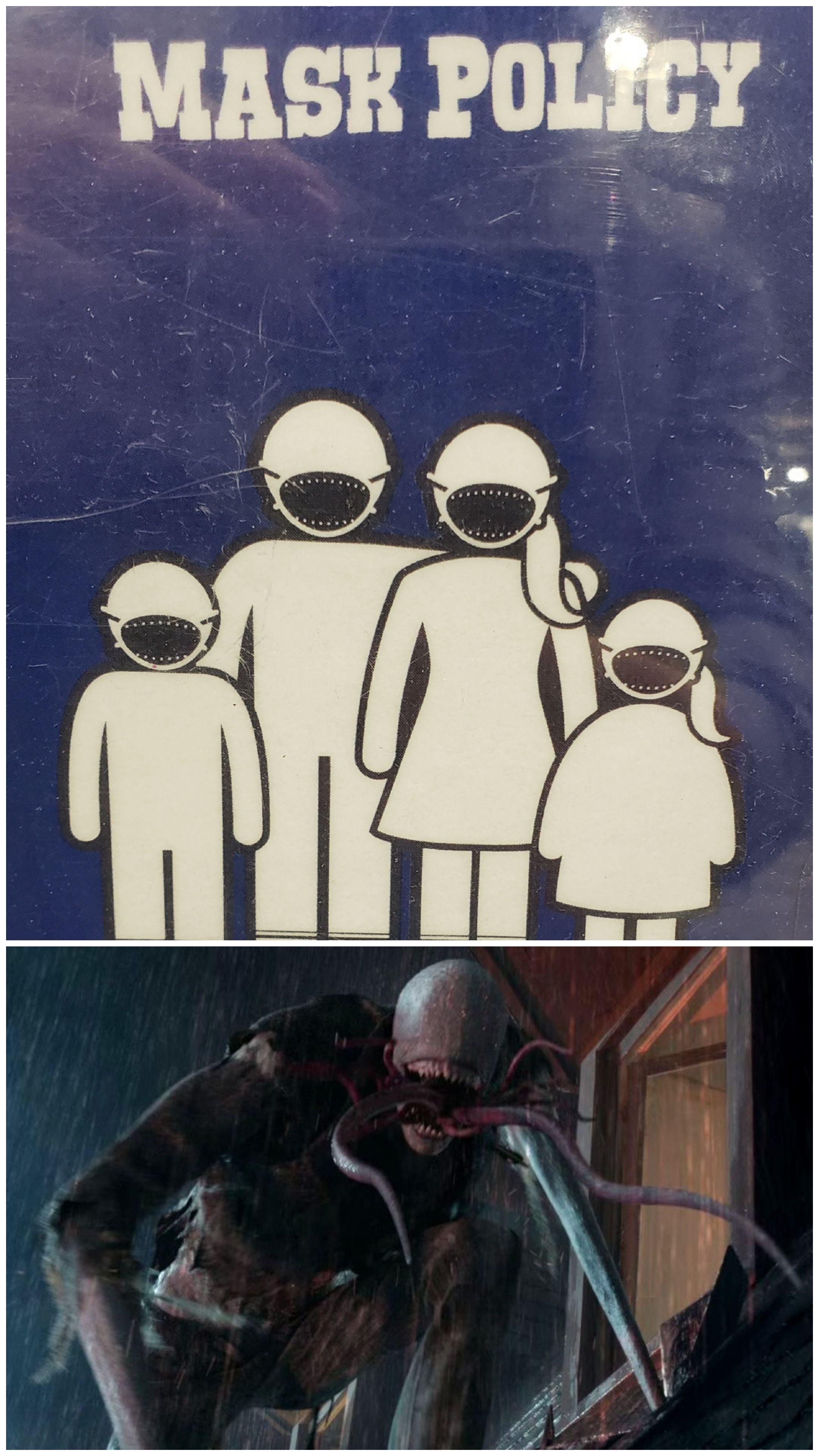 Found this today and thought it looked familiar... Mrs. Peregrine's home for creepy f*cking mask signs