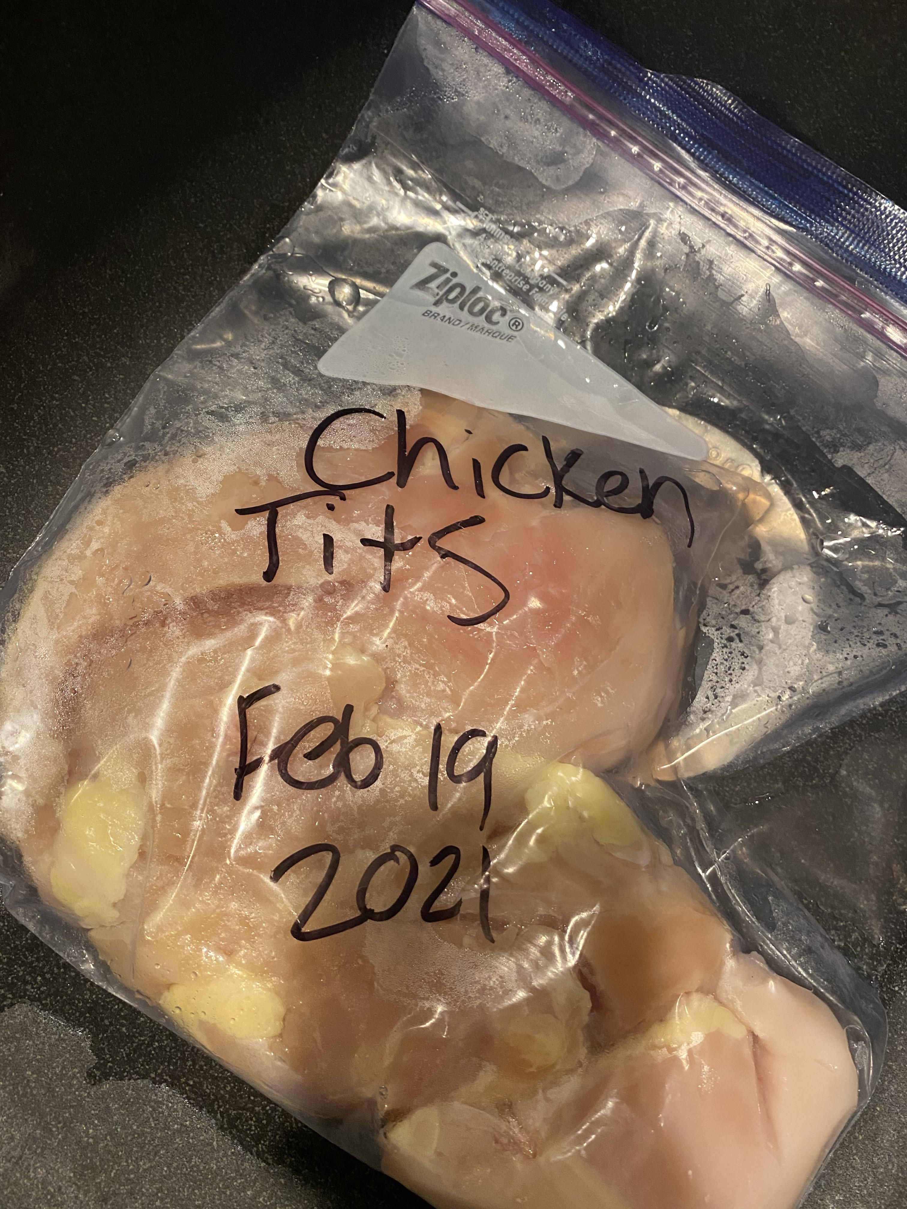 My husband labeled our frozen meats after our last store trip. I got a good laugh pulling this out for dinner.