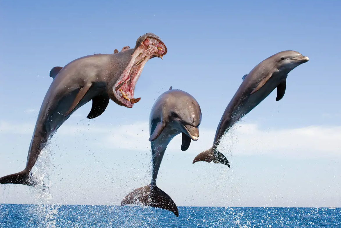 I photoshopped a hippo and a dolphin together.