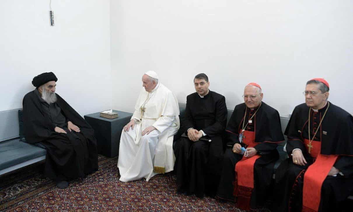 This photo of the pope meeting Ayatollah Sistani looks like the waiting room to see God.