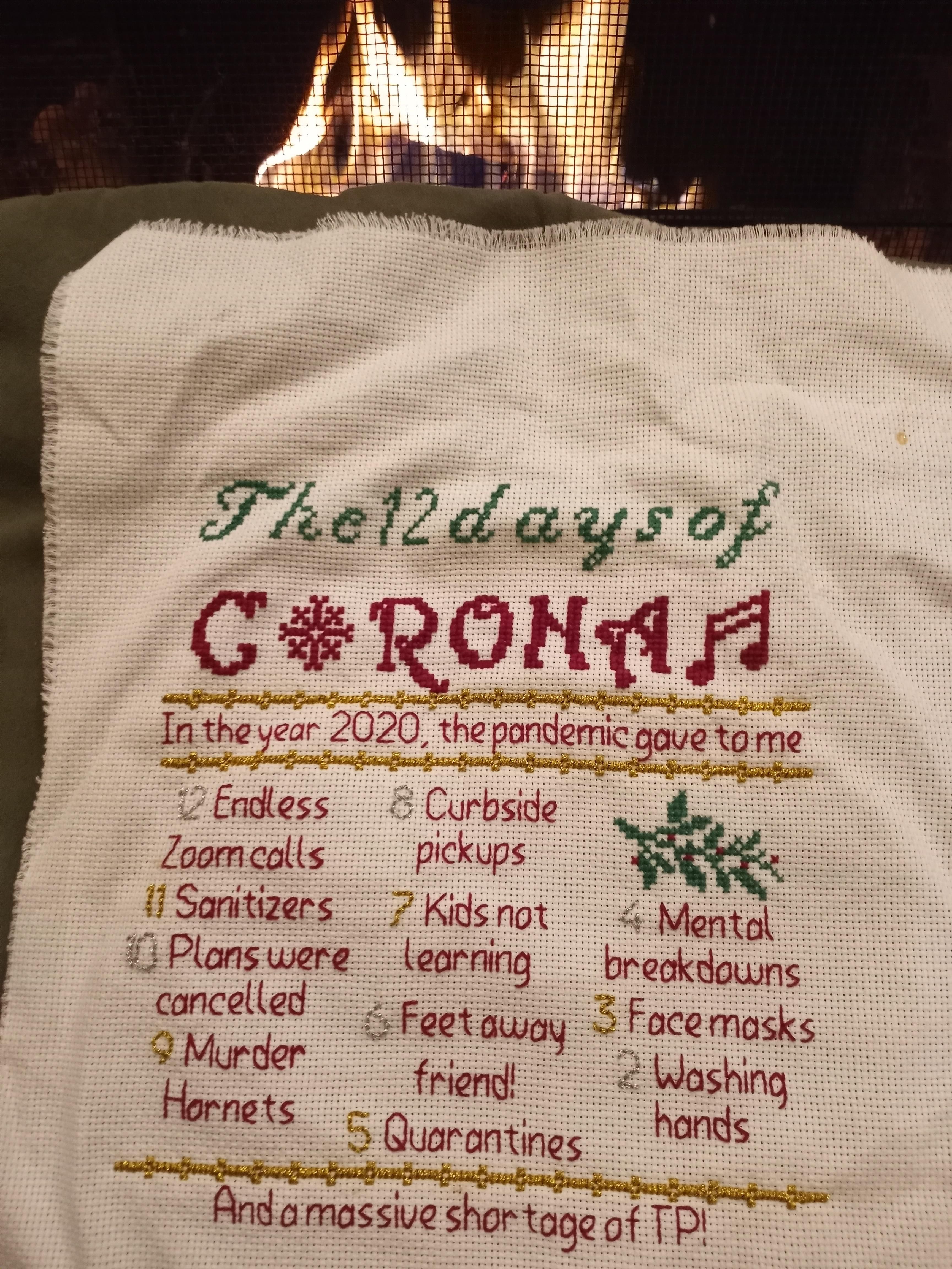 Obviously late, but hey, #2020. My self-drafted cross stitch pattern.