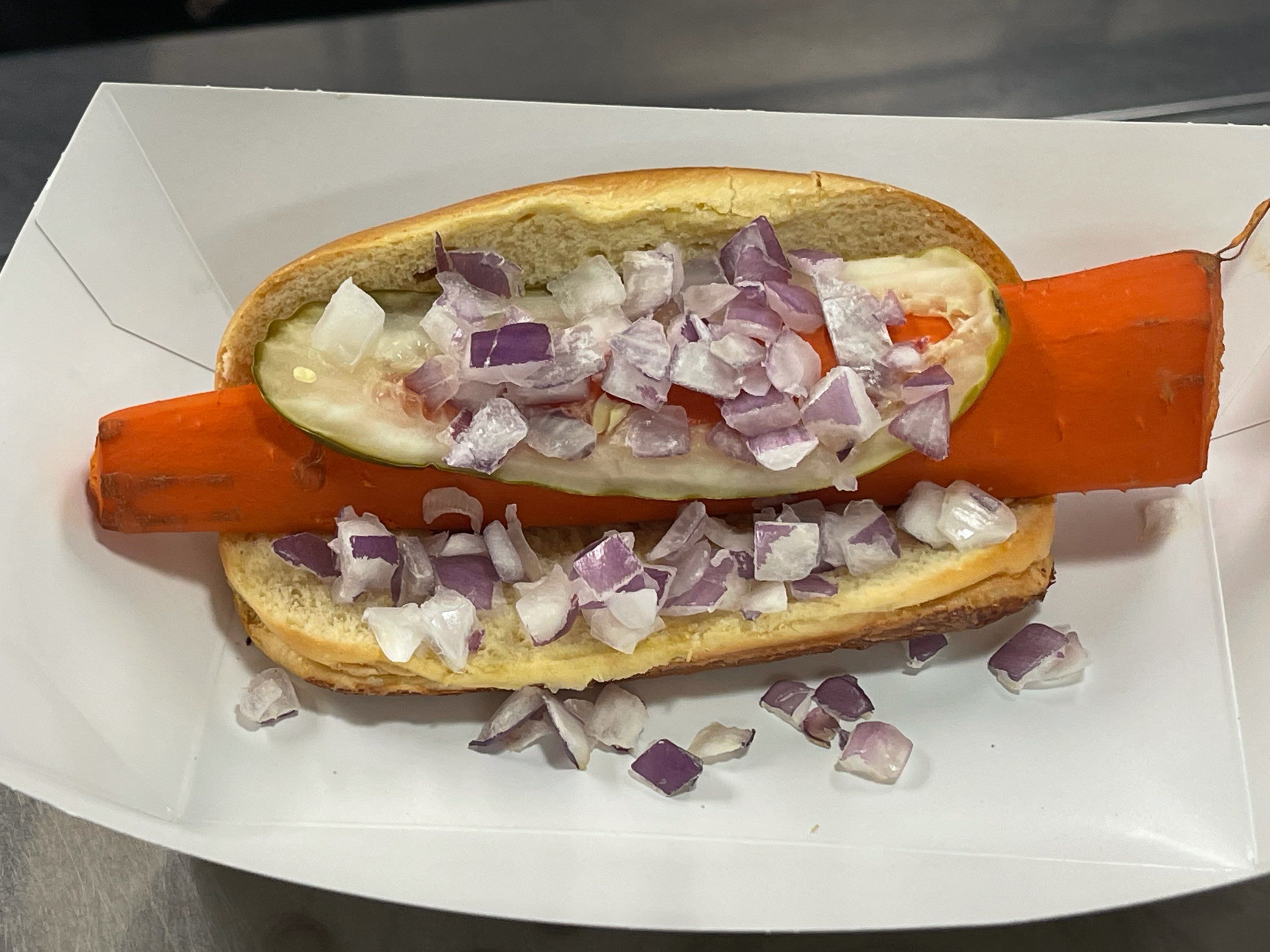 The cafeteria where my buddy work literally put a baked carrot on a bun and called it a veggie hotdog the other day