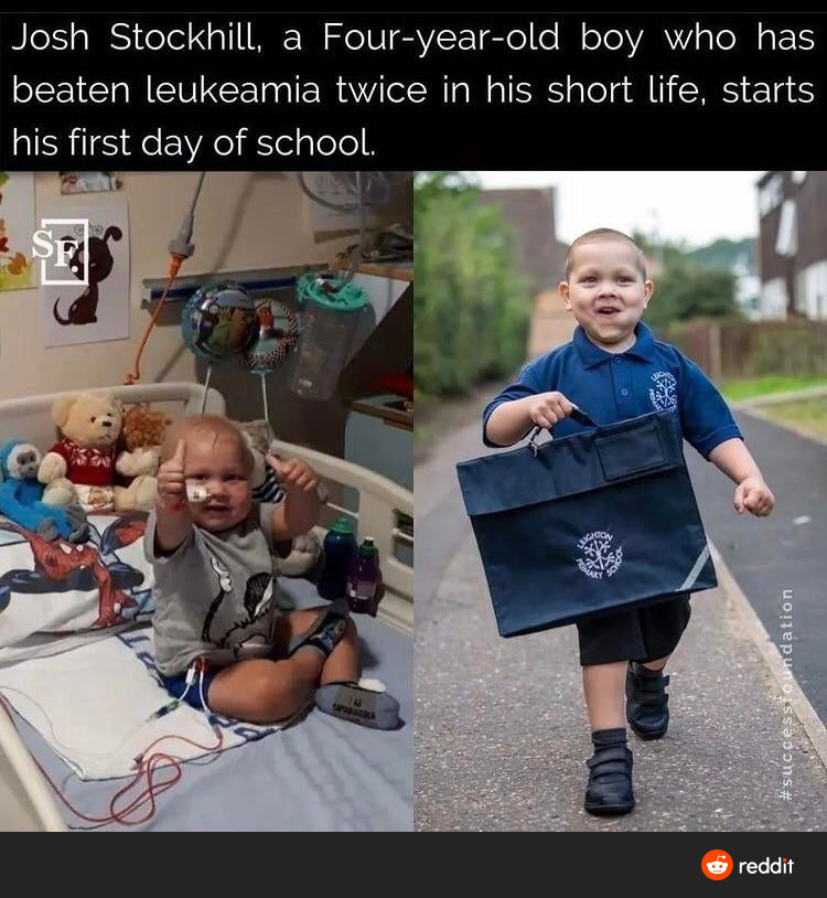 This boy who beat leukemia twice and is going to school.