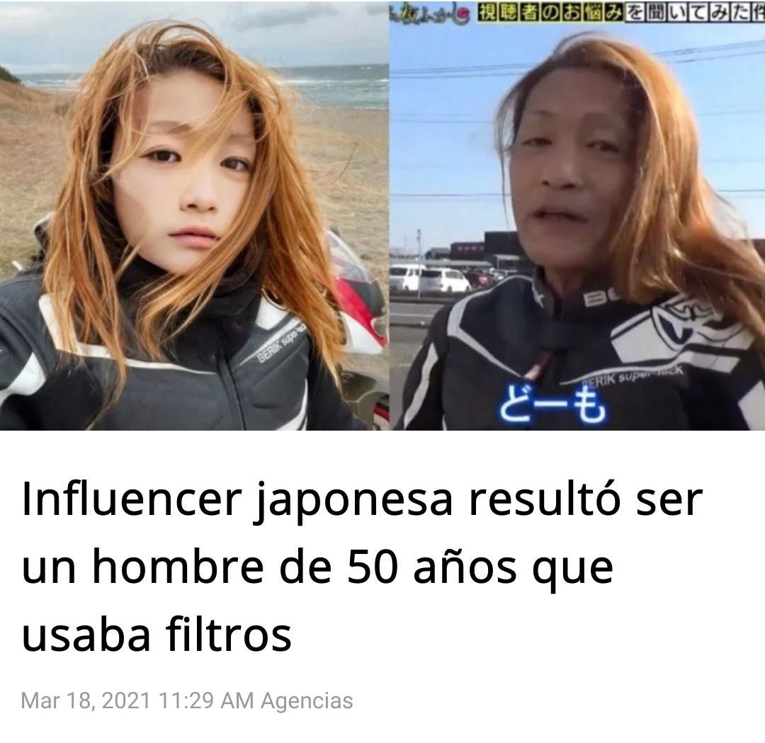 Japanese influencer turned out to be a man in his 50s, that used filters to look like a young girl.