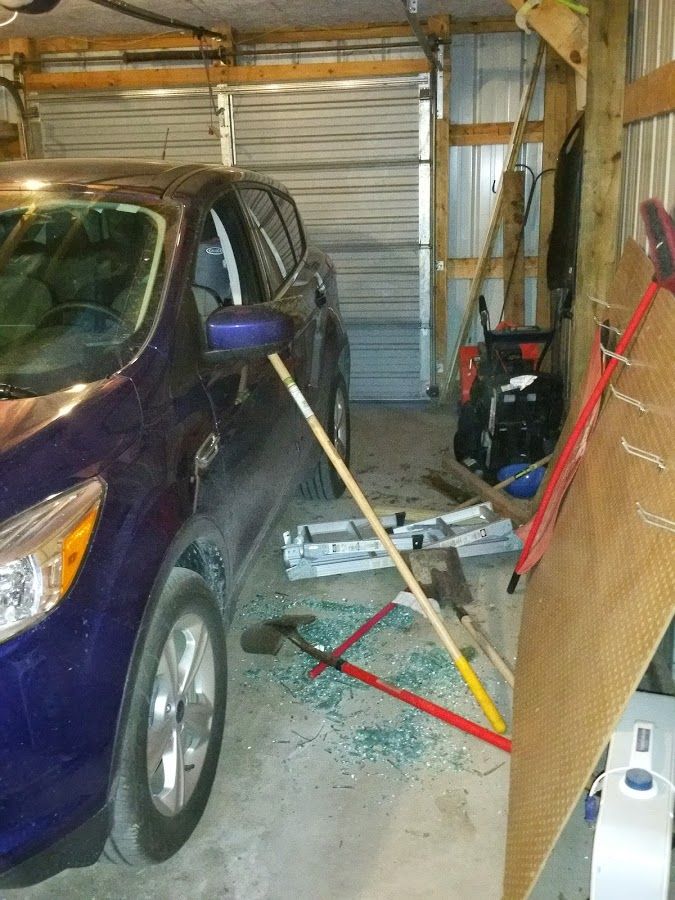 Still my best April Fools prank I performed on my wife. Broke old car window, rolled her window down, scattered glass around vehicle and staged the area. She wasn't amused