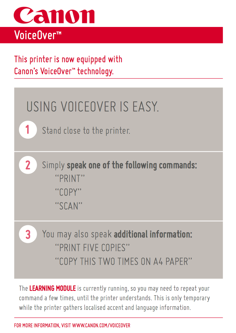 My version of the 'Voice Activated Printer' april fools prank... currently causing mayhem at my workplace. "COPY!.... COPPPYYYYYYYY!!!"