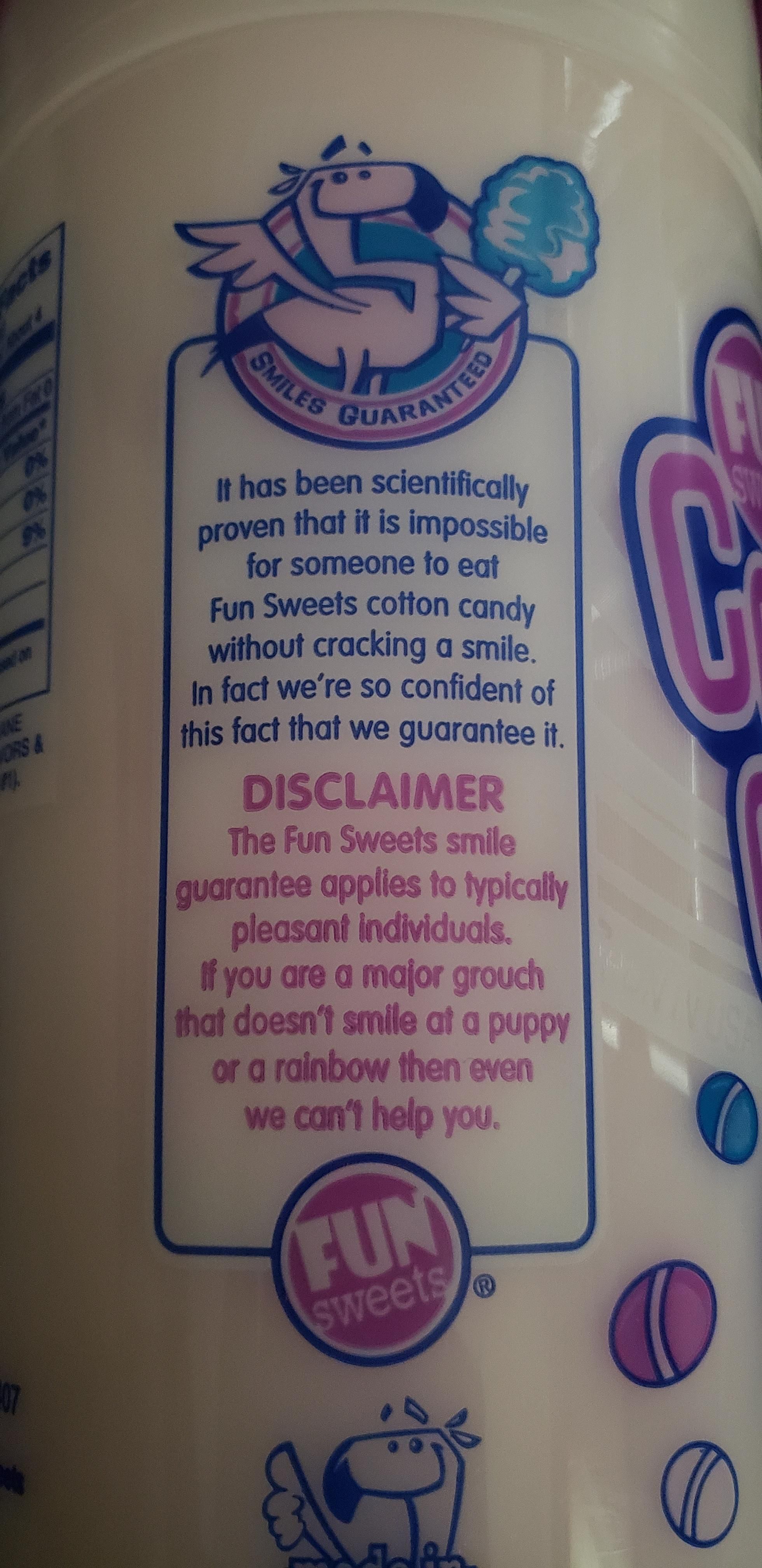 Disclaimer on Cotton Candy