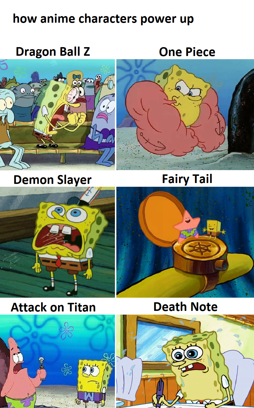 How anime characters power up by Spongebob