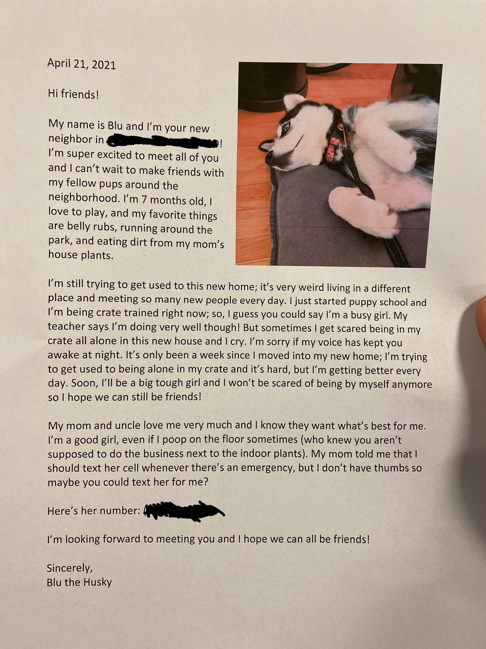 Just received this letter at my doorstep. Definitely made me chuckle and glad to see people like this are still around.