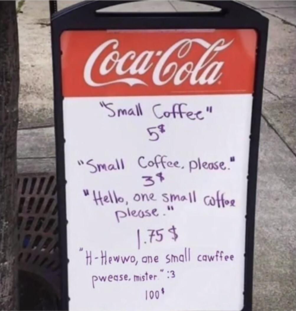Sign outside of coffee shop