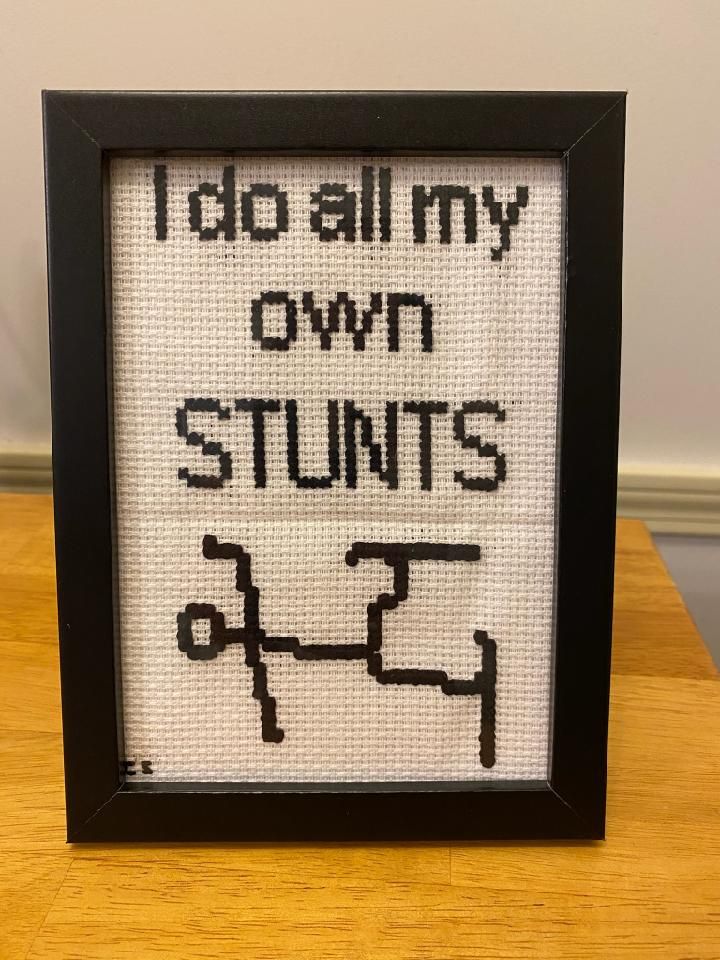 A friend broke his hip while skiing. My sympathetic wife made him this.