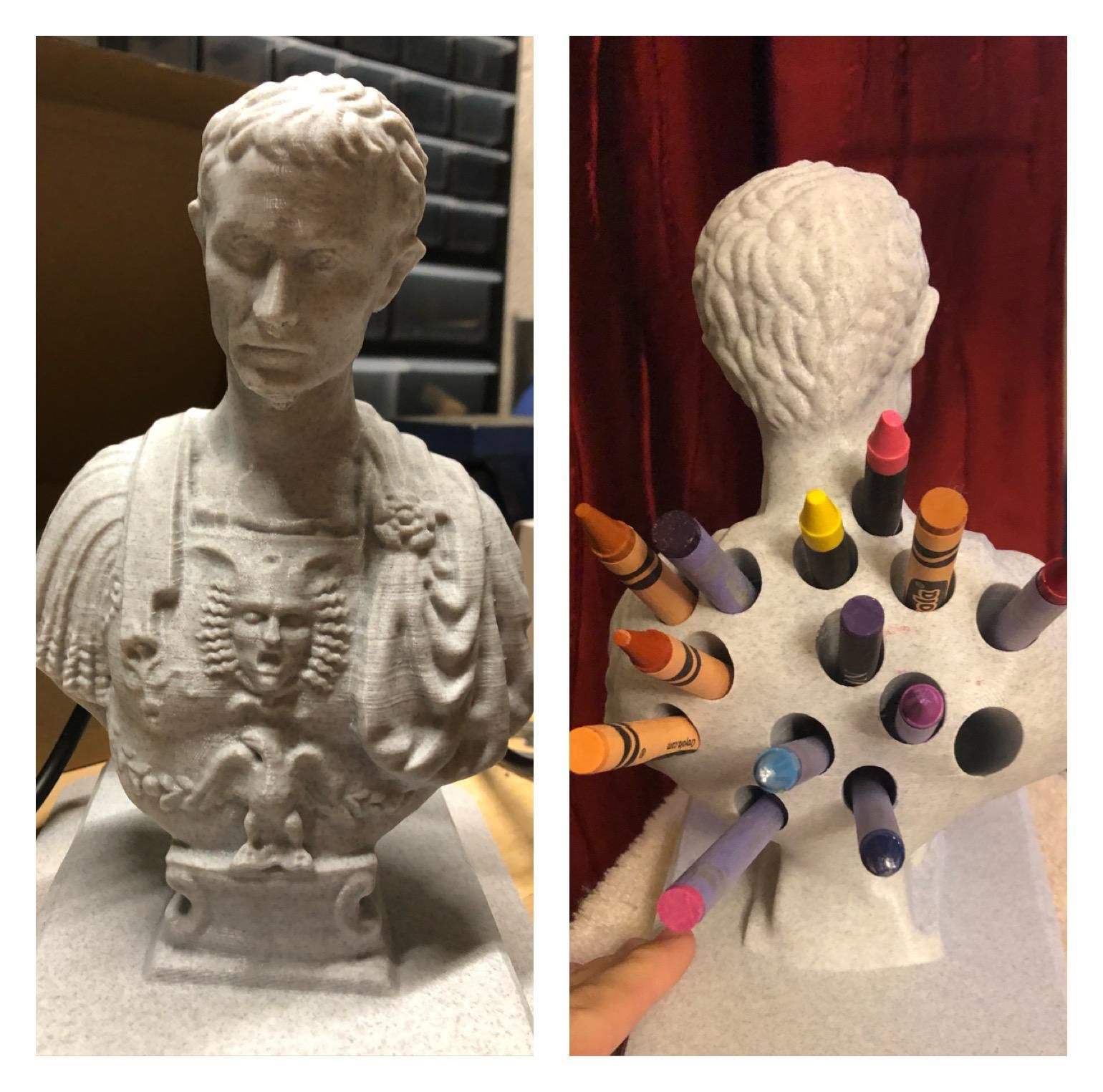 I 3d printed a Julius Caesar pencil holder bust for my mom.