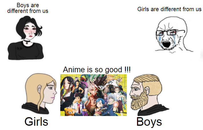 Divided by gender, United by Anime !!!