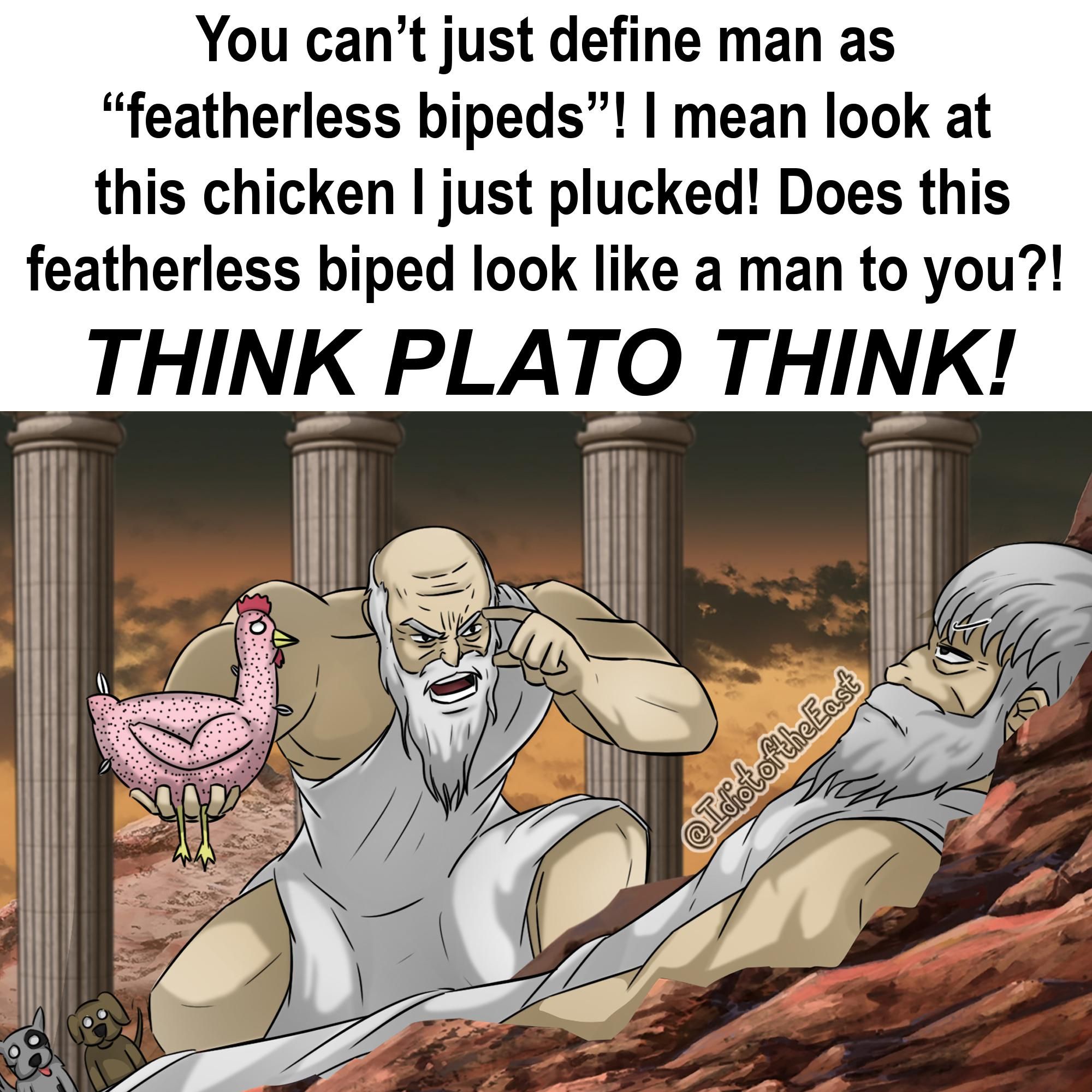 mad man Diogenes burning Plato