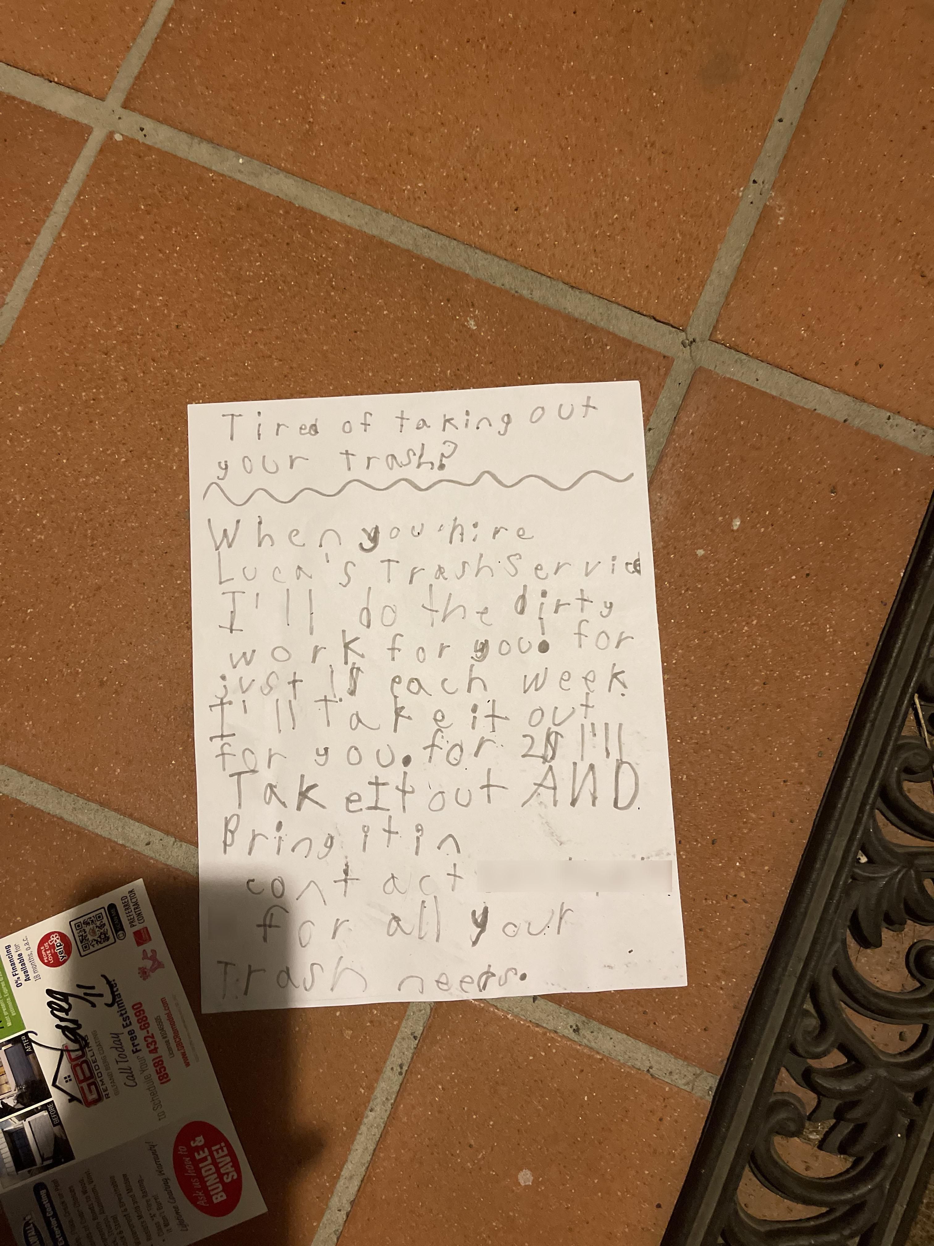 An entrepreneur left this at my front door
