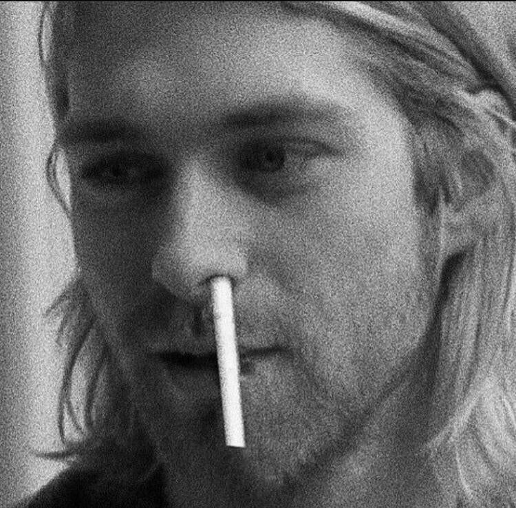 Kurt Cobain trying an early prototype of the covid test. CA 1993