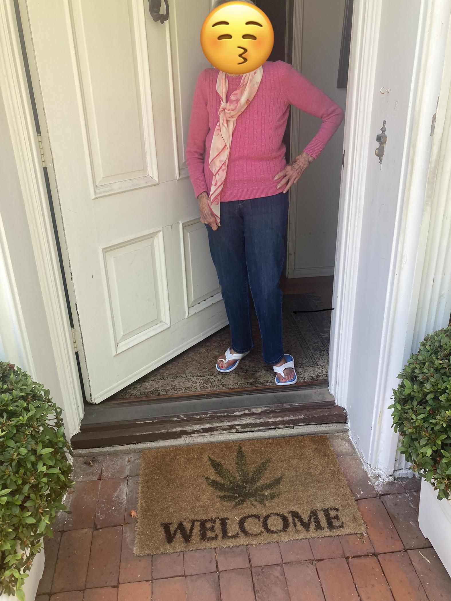My 100 year old, very conservative, almost blind Gramma with her new “gardeny” mat