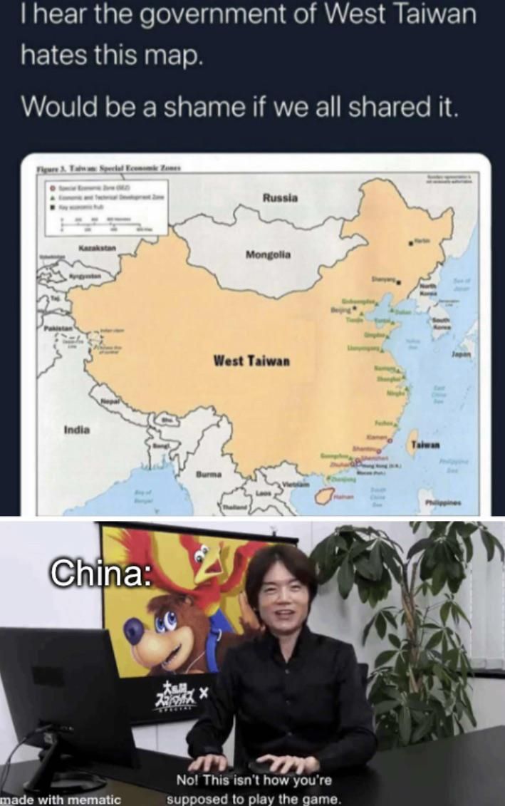 Excuse me, *clears throat, West Taiwan.