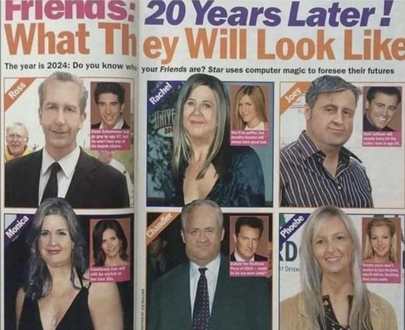 2004 magazine predicting what the cast of “Friends” would look like in the future