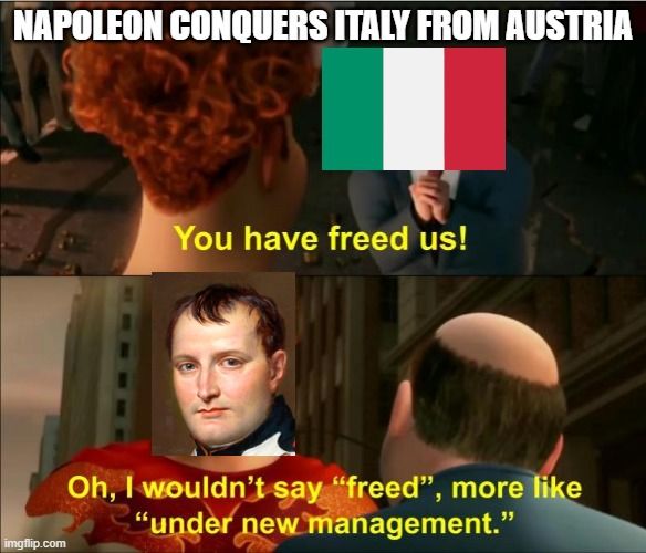 Napoleon after he took Italy from the Austrians