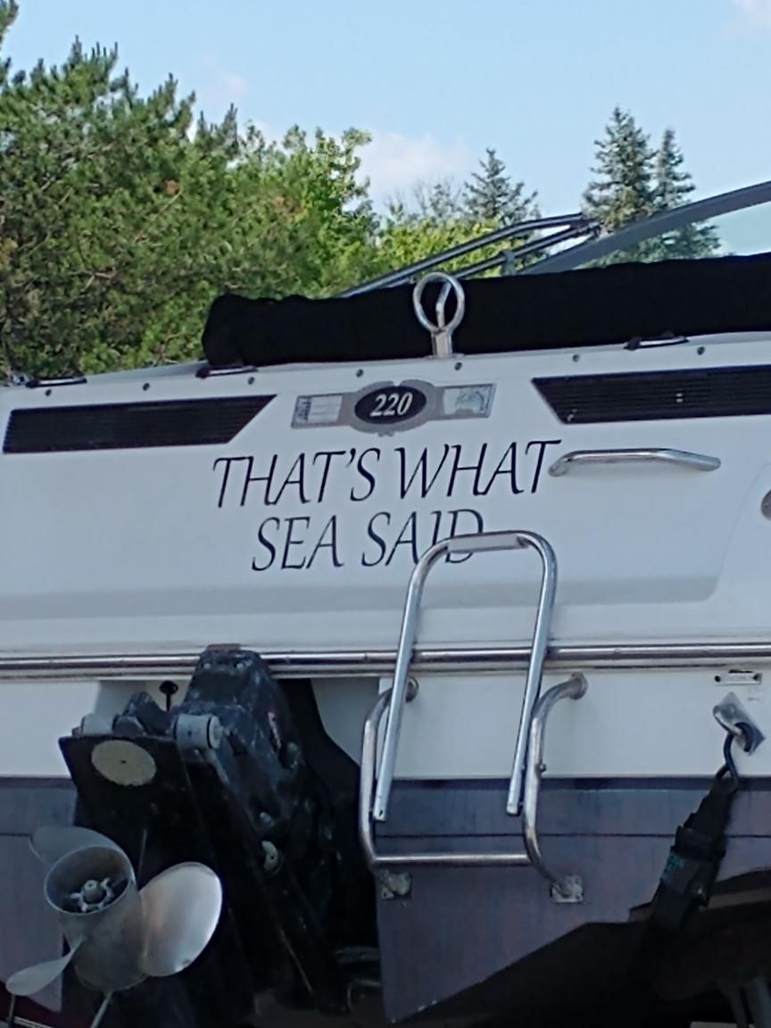 Saw this boat at a gas station near my house. I enjoyed the name.