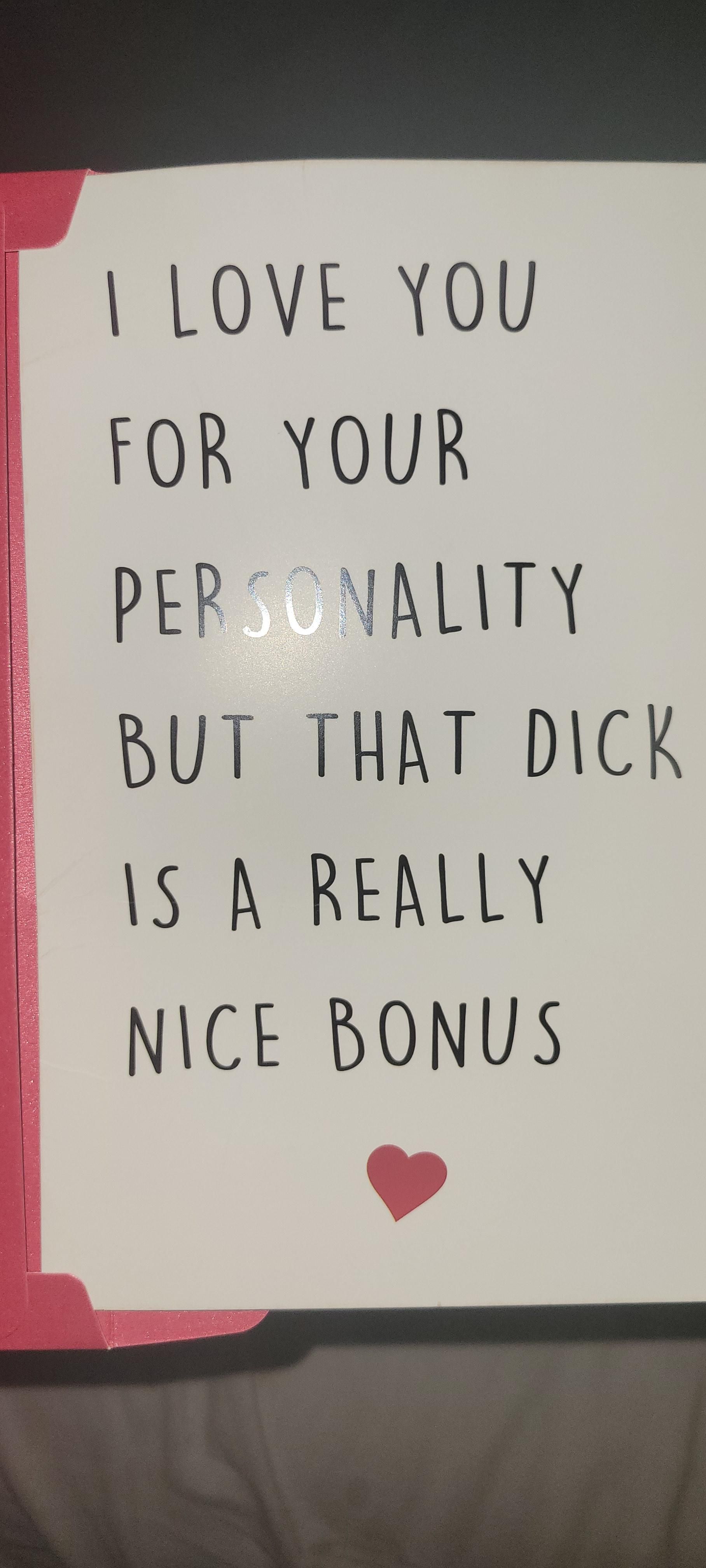 So my wife got me this card and forgot to give it to me this morning. I just came upstairs and found this laying on my pillow.