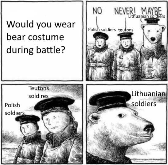 ah yes Battle of grunwald, polish soldiers team up with furries to fight teutons