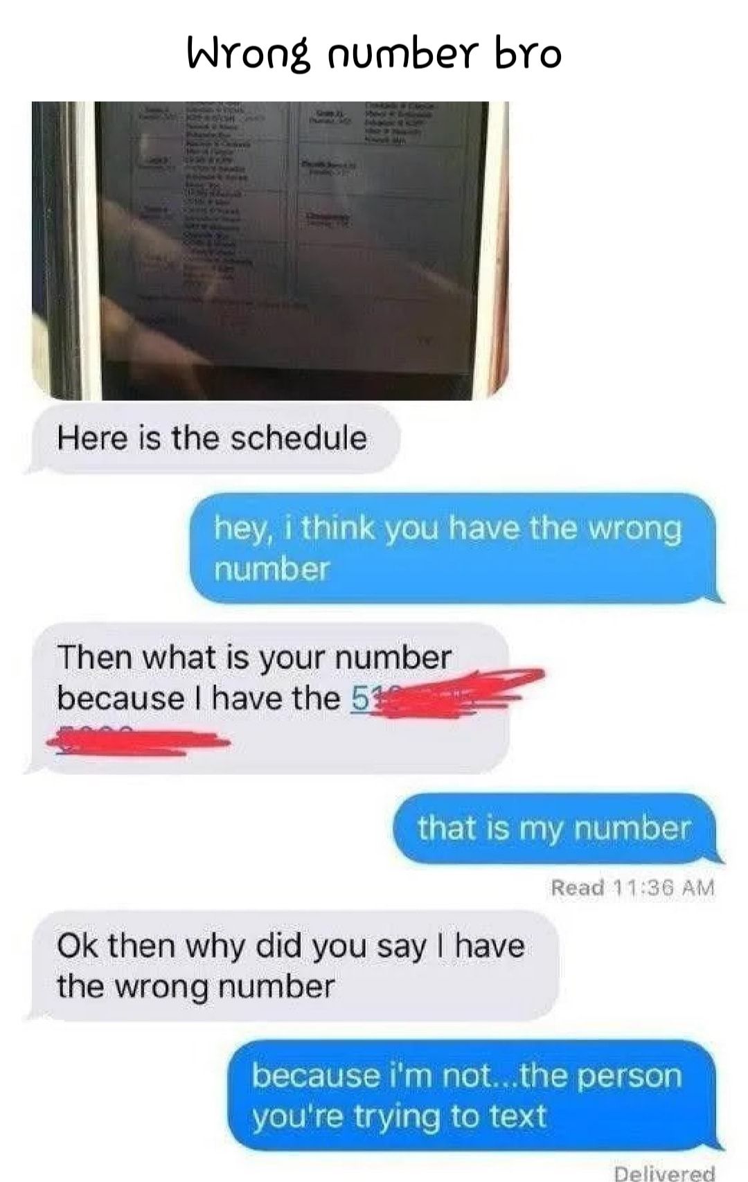 Wrong number