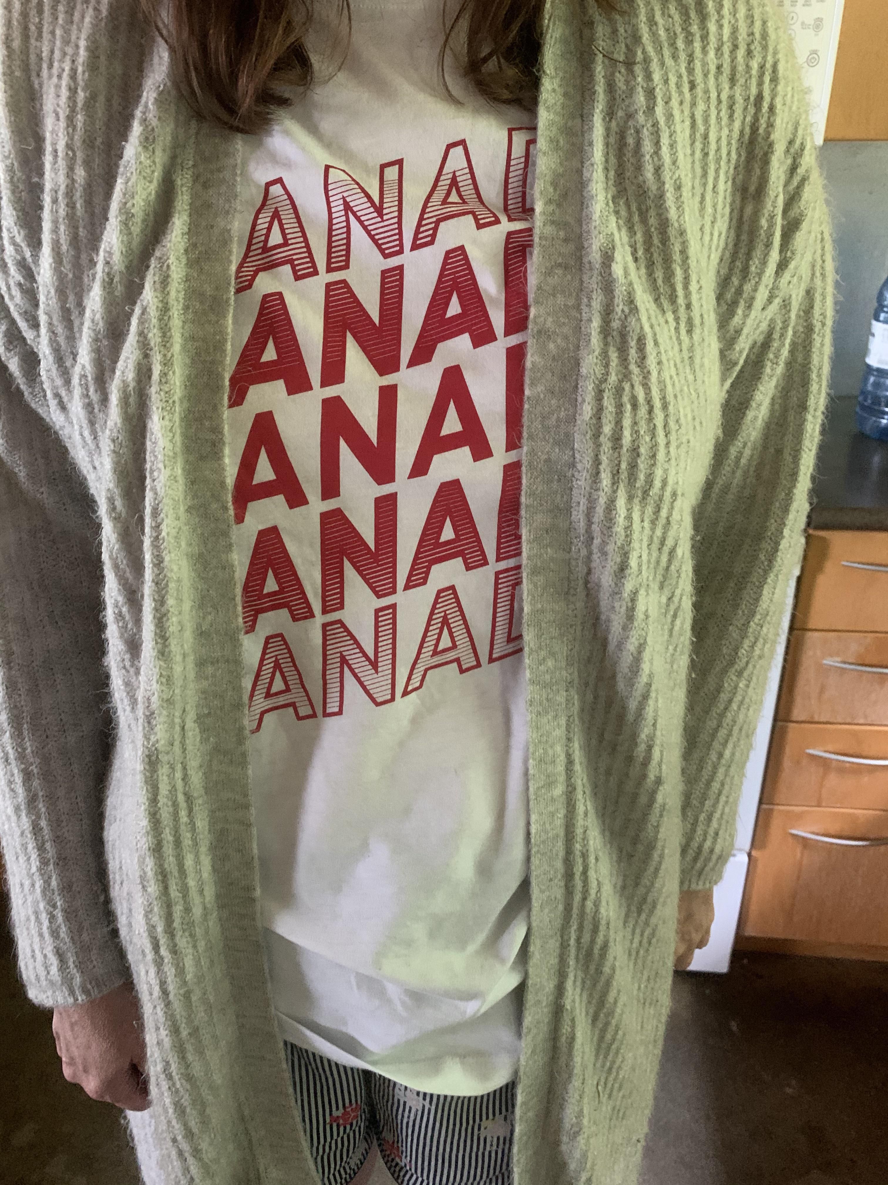I told my wife she should not wear a sweater with her Canada Day shirt
