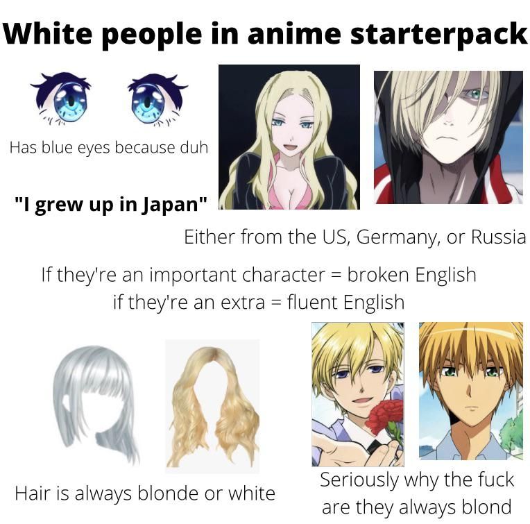 White characters in anime