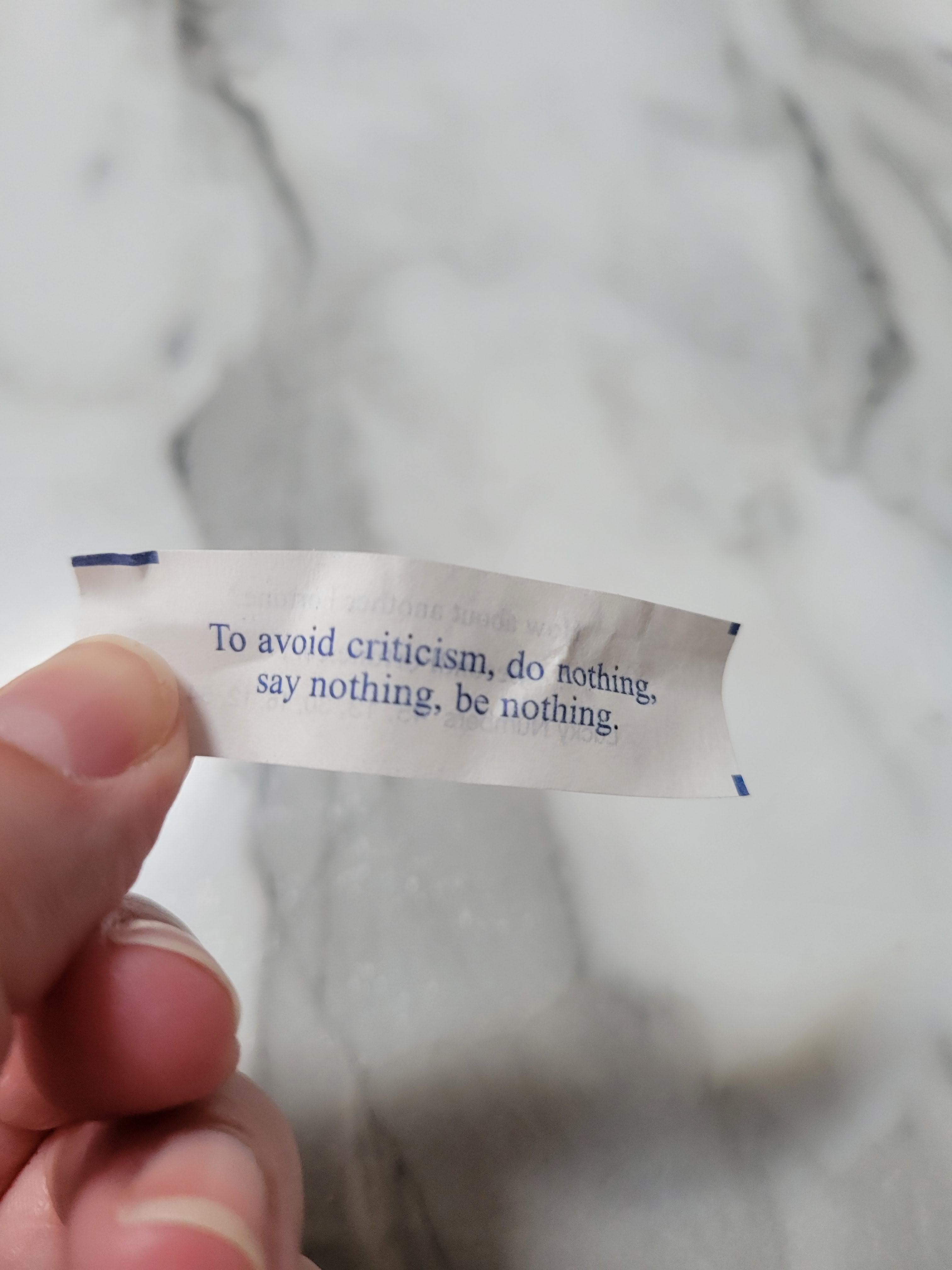 Got *** slapped by a fortune cookie...