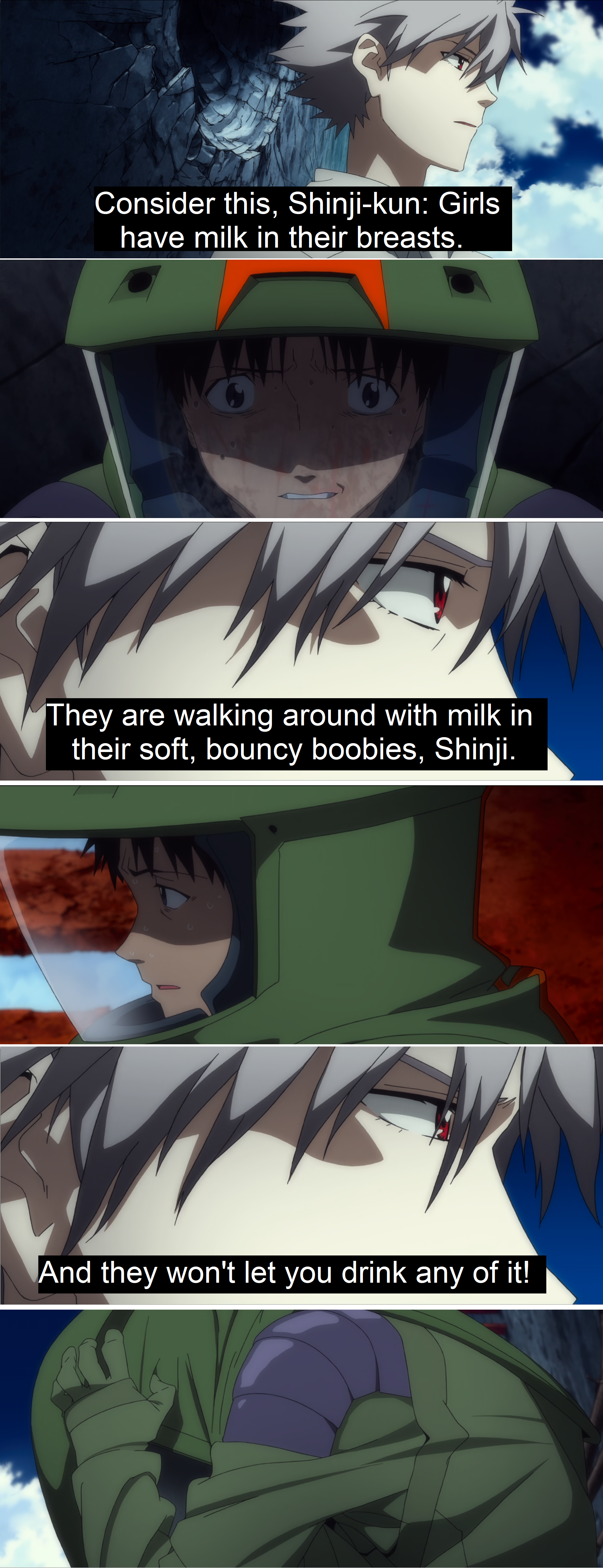 Suck on the boob-bot, Shinji.