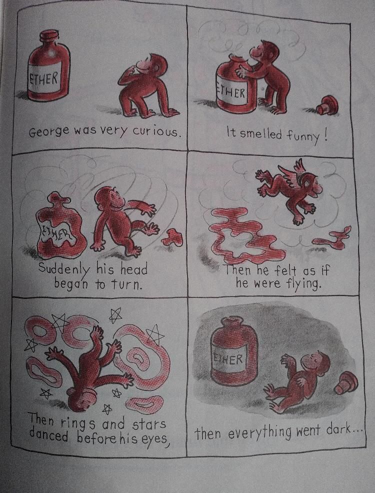 Curious George gets high in a children’s book.