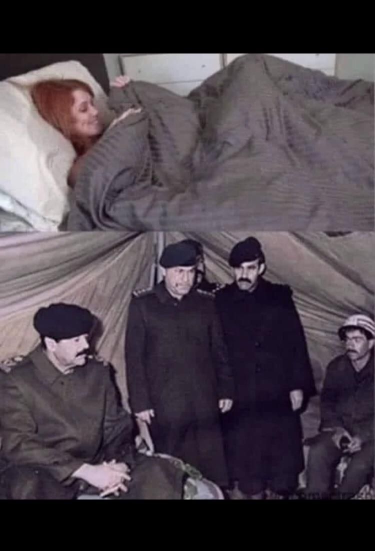 Saddam Hussein hiding in a safe place