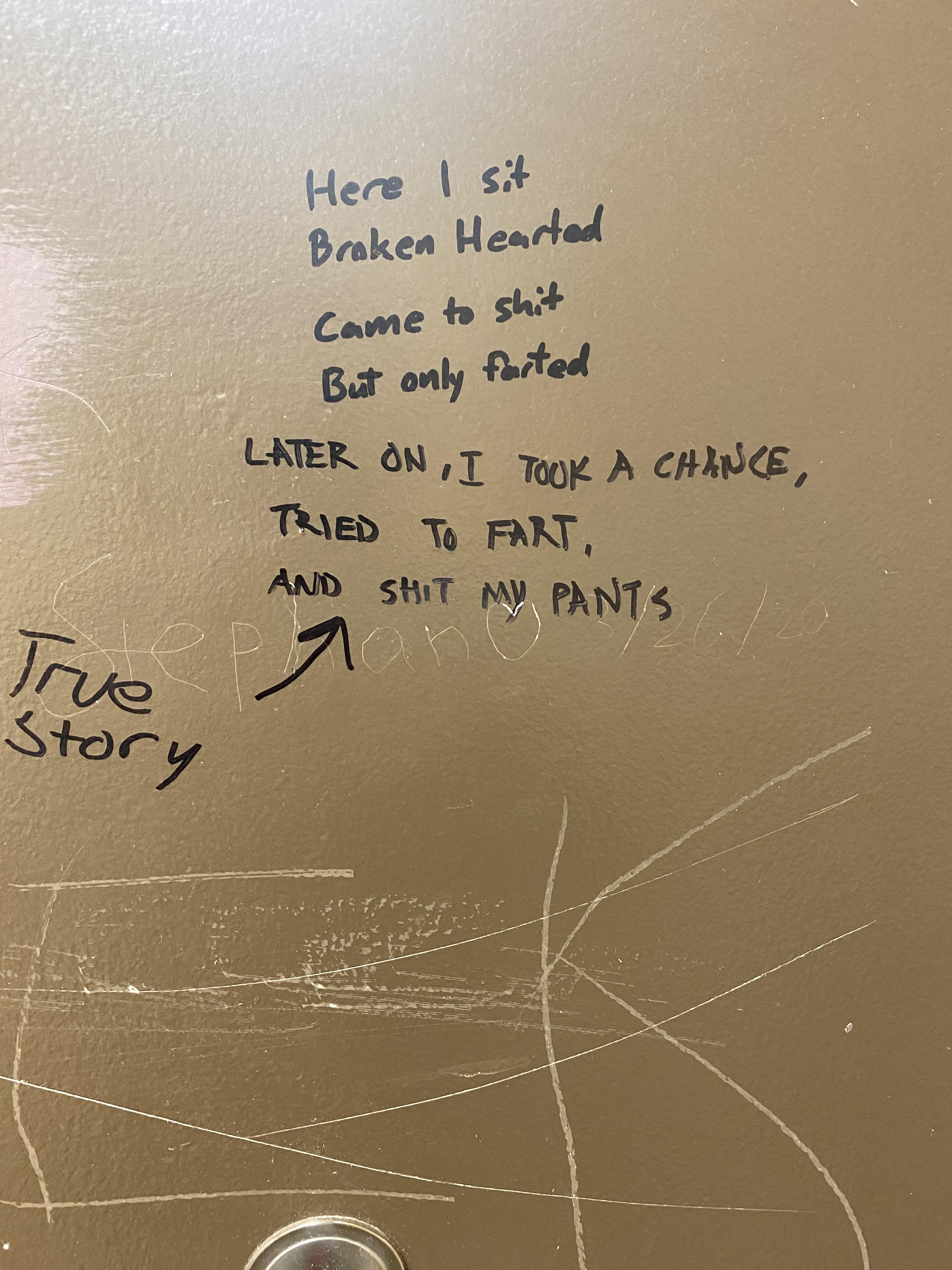 three-part gas station bathroom poetry